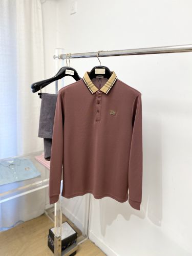定番 カジュアル バーバリー Tシャツ 偽物 チェックカラー 長袖ポロシャツ