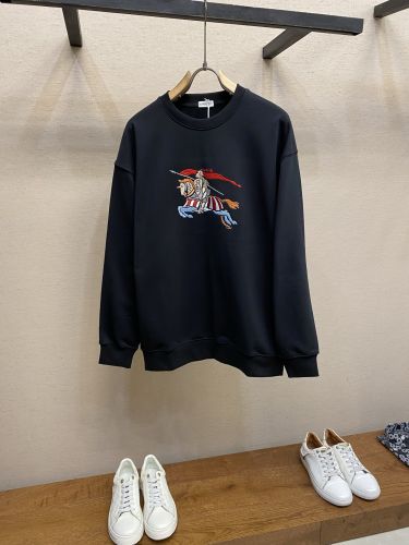 EKD​ コットン スウェットシャツ バーバリー Tシャツ 偽物 クルーネック ブラック