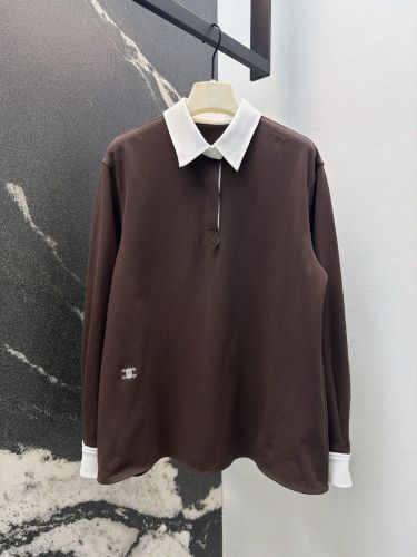 洗練された カジュアル 配色 トップス セリーヌ Tシャツ コピー ブラウン