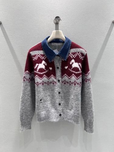 ホースモチーフ モヘアブレンド カーディガン クリスチャン・ディオール ニット コピー グレー