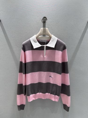 Dior Marinière ロングスリーブ ポロシャツ クリスチャン・ディオール セーター コピー ピンク
