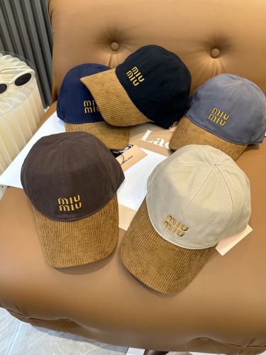 コーデュロイ切り替え ベースボールキャップ ミュウミュウ 帽子 偽物 ユニセックス