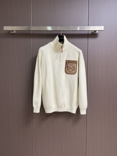 スタイリッシュ ハーフジップ プルオーバー ロエベ セーター 偽物 アイボリー