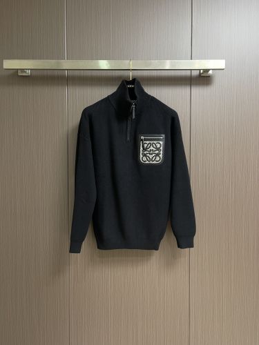 スタイリッシュ ハーフジップ プルオーバー ロエベ セーター 偽物 ブラック