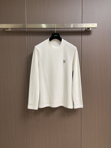 シンプル 洗練された コットン 長袖Tシャツ ロエベ Tシャツ 偽物 ホワイト