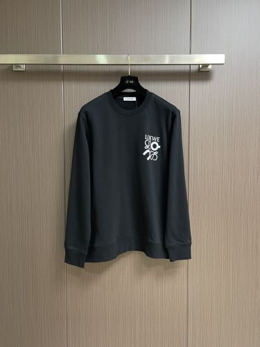 カジュアル ロゴ スウェットシャツ ロエベ Tシャツ 偽物 クルーネック ブラック