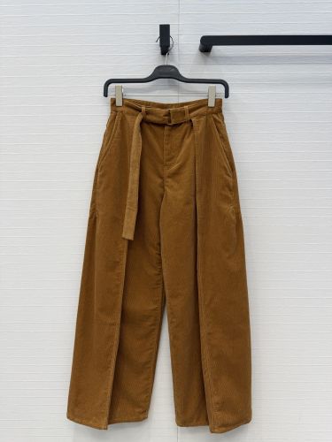 洗練された ベルテッド コーデュロイパンツ ロエベ パンツ コピー ブラウン