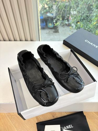 可愛い リボン バレエシューズ シャネル パンプス コピー レディースシューズ ブラック