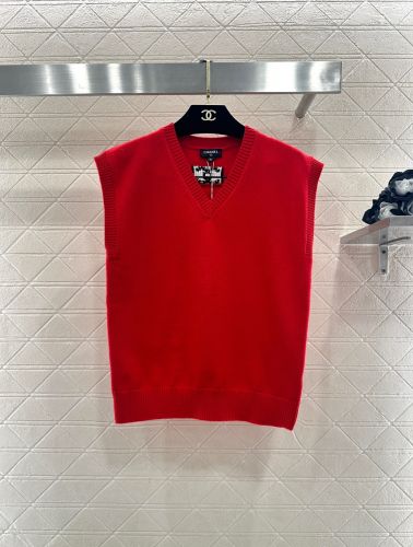 シンプル 合わせやすい Vネック ニットベスト シャネル セーター コピー レッド