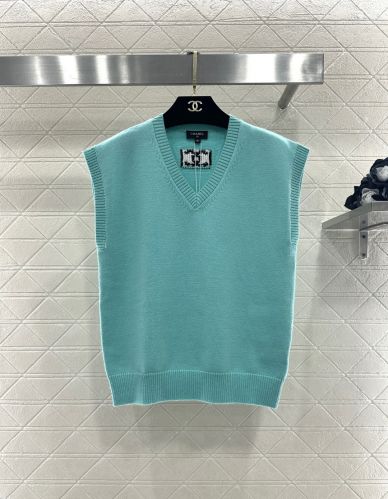 シンプル 合わせやすい Vネック ニットベスト シャネル セーター コピー ターコイズブルー
