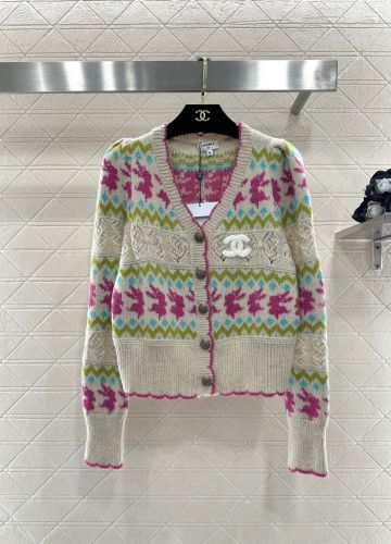 シャネル ニット コピー ノルディック柄 ウール＆カシミヤ Vネック カーディガン 