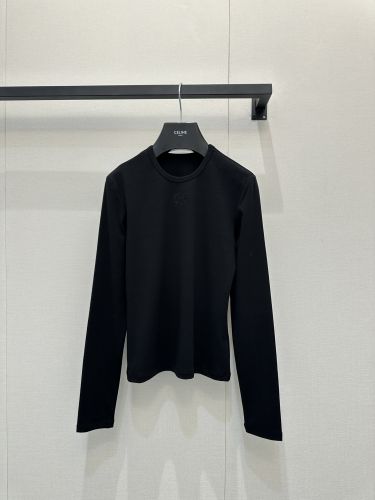 シンプル トリオンフ 長袖Tシャツ セリーヌ Tシャツ コピー ブラック