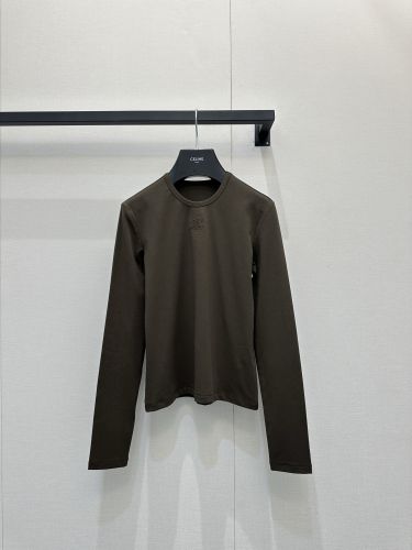 シンプル トリオンフ 長袖Tシャツ セリーヌ Tシャツ コピー ダークブラウン
