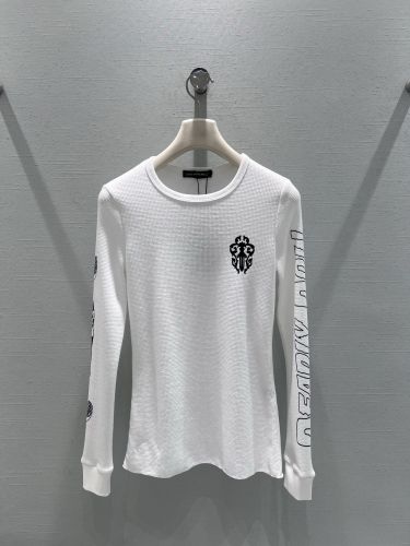 スタイリッシュ コットン ワッフル 長袖Tシャツ クロムハーツ Tシャツ 偽物 ホワイト