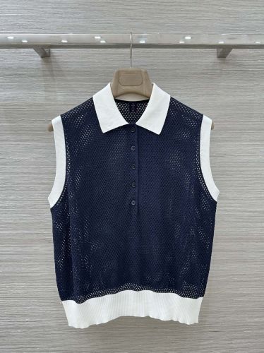 バイカラー メッシュニット ポロベスト トムブラウン ニット スーパーコピー ネイビー