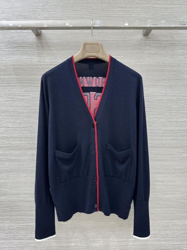 バックロゴ Vネックカーディガン トムブラウン ニット スーパーコピー ネイビー