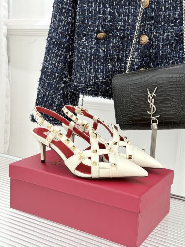 洗練された エレガント ミドルヒール スリングバックパンプス ヴァレンティノ 偽物 ホワイト