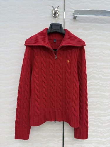 ウール＆カシミヤ ポニー刺繍 カーディガン ラルフローレン ニット 偽物 レッド