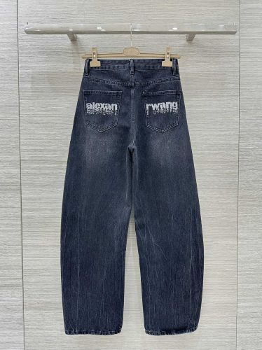 おしゃれ ラインストーンロゴ デニムパンツ アレキサンダーワング ジーンズ 偽物
