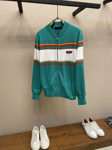 目を引く 配色 ジップアップ ニットブルゾン ルイ・ヴィトン ジャケット コピー