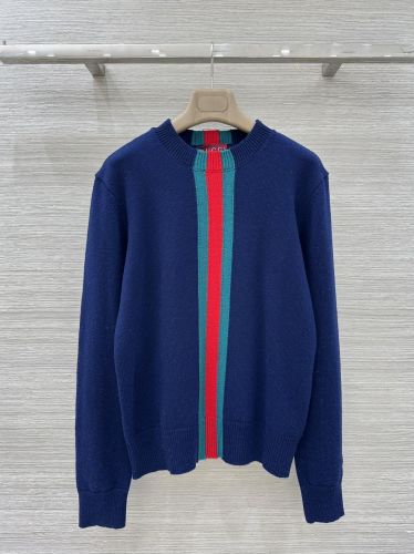 ウェブ ストライプ付き カシミヤニット グッチ セーター コピー ネイビー