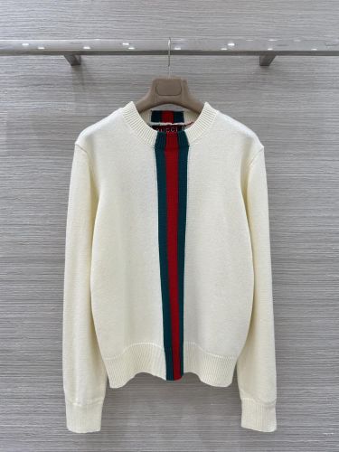 ウェブ ストライプ付き カシミヤニット グッチ セーター コピー ホワイト