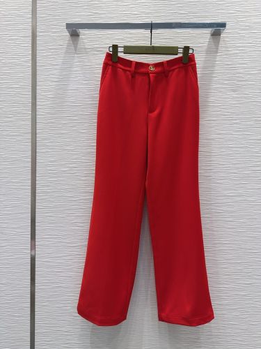 洗練された ダブルGボタン付き トラウザーズ グッチ スラックス コピー レッド