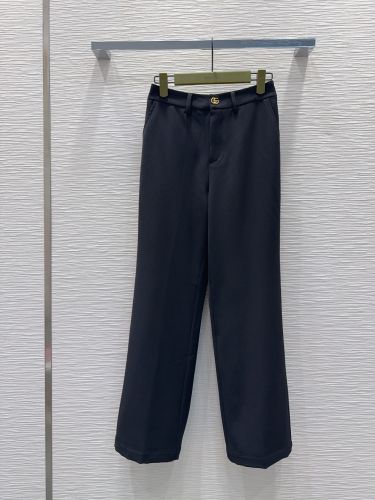 洗練された ダブルGボタン付き トラウザーズ グッチ スラックス コピー ブラック