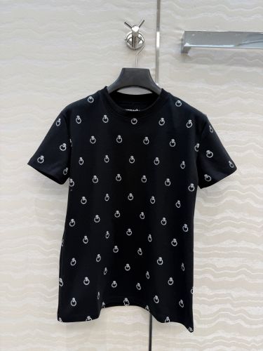 上品 カジュアル 半袖Tシャツ アノー・フィネス プリント エルメス Tシャツ コピー ブラック