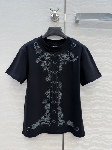 マキシプリント コットン 半袖Tシャツ エルメス Tシャツ スーパーコピー ブラック