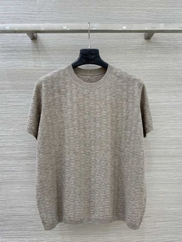 洗練された メドール柄 半袖ニットセーター エルメス セーター コピー グレージュ