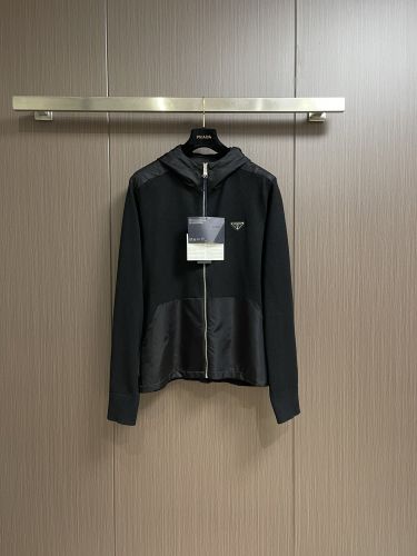 洗練された 切り替え ジップアップジャケット プラダ ジャケット 偽物 ブラック