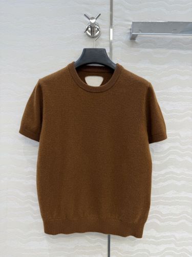 シンプル 洗練された カシミヤ 半袖ニット プラダ セーター 偽物 ブラウン