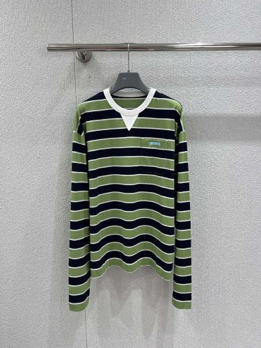 マルチボーダー ロングスリーブ ポケットTシャツ プラダ Tシャツ 偽物 コットン