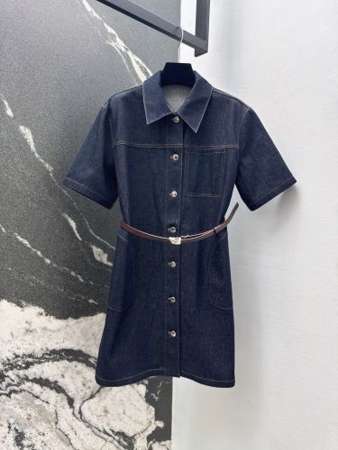 ベルト付き デニム シャツワンピース プラダ ワンピース 偽物 ドレス