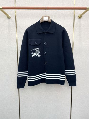 EKD 襟付き ニットカーディガン バーバリー ジャケット 偽物 ブラック