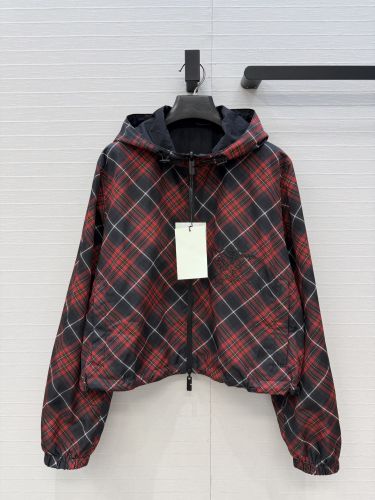 バーバリー ジャケット 偽物 リバーシブル チェック フーデッドジャケット レッド