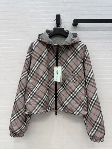バーバリー ジャケット 偽物 リバーシブル チェック フーデッドジャケット グレー