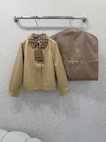 チェック襟 コットン ブルゾン バーバリー ジャケット 偽物 カーキ