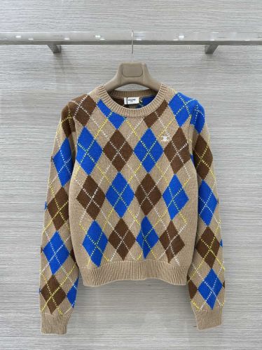 アーガイル柄 クルーネックニット セリーヌ セーター 偽物 ウール