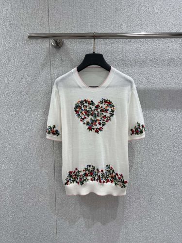 Dioramour フラワー刺繍 半袖ニット クリスチャン・ディオール セーター コピー