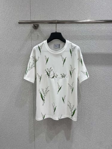爽やか プリント コット ン半袖Tシャツ クリスチャン・ディオール Tシャツ コピー