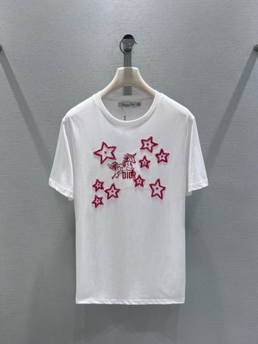 刺繍入り コットン 半袖Tシャツ クリスチャン・ディオール Tシャツ コピー ホワイト