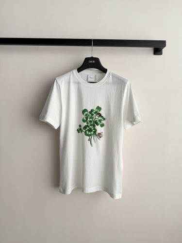 プリント入り コットン 半袖Tシャツ クリスチャン・ディオール Tシャツ コピー ホワイト