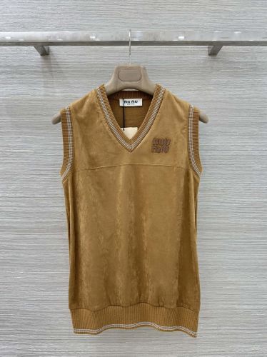 スエード 切り替え Vネック ベスト ミュウミュウ ニット コピー トップス