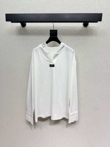 カジュアル フード付き プルオーバー ミュウミュウ Tシャツ コピー ホワイト