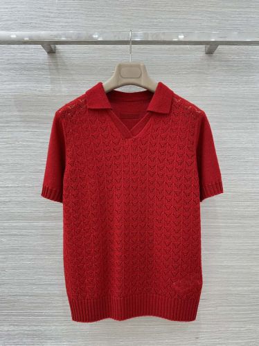 爽やか 春夏 カシミヤ 半袖 ニットポロ ミュウミュウ ニット コピー レッド