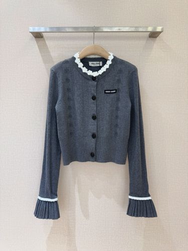 可愛い ウールコットン ミュウミュウ ニット コピー クロップド カーディガン