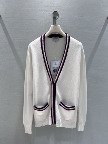 定番 Vネック カーディガン シャネル ニット コピー カシミヤ ホワイト