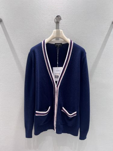 定番 Vネック カーディガン シャネル ニット コピー カシミヤ ネイビー